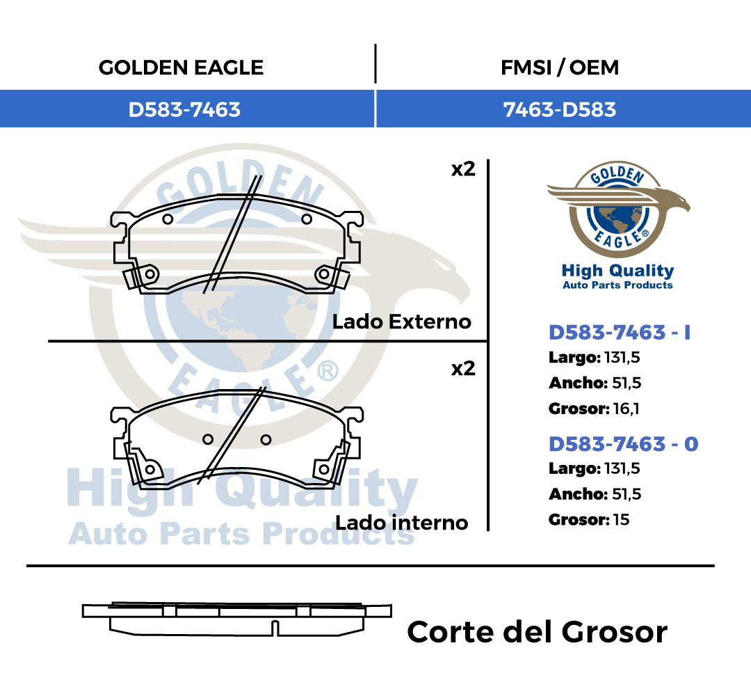 PASTILLA DELANTERA FORD LASER/MAZDA 626/ALLEGRO/ HAIMA FAMILY (7515) - Imagen 2